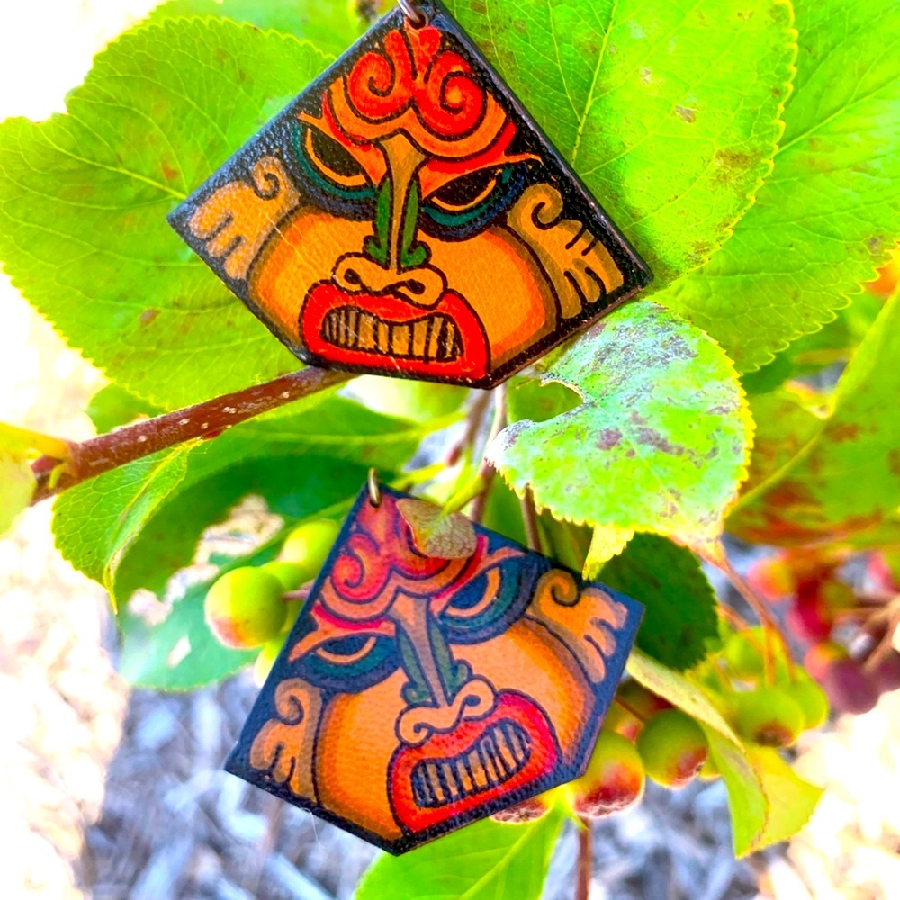 RARE FIND Vintage Handcrafted Leather Earrings